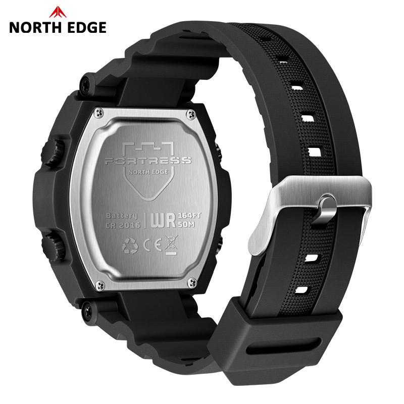 NORTH EDGE FORTRESS 2026 Men's Army Military Digital Watch Outdoor Sports Waterproof 50M Watches World Time Countdown LED Clock