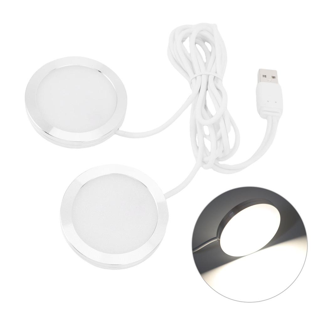 Dual Heads Round LED Spotlight Indoor Mini Ultra Slim 5V USB Under Counter Light Jewelry Display Lighting Model Display Lamp