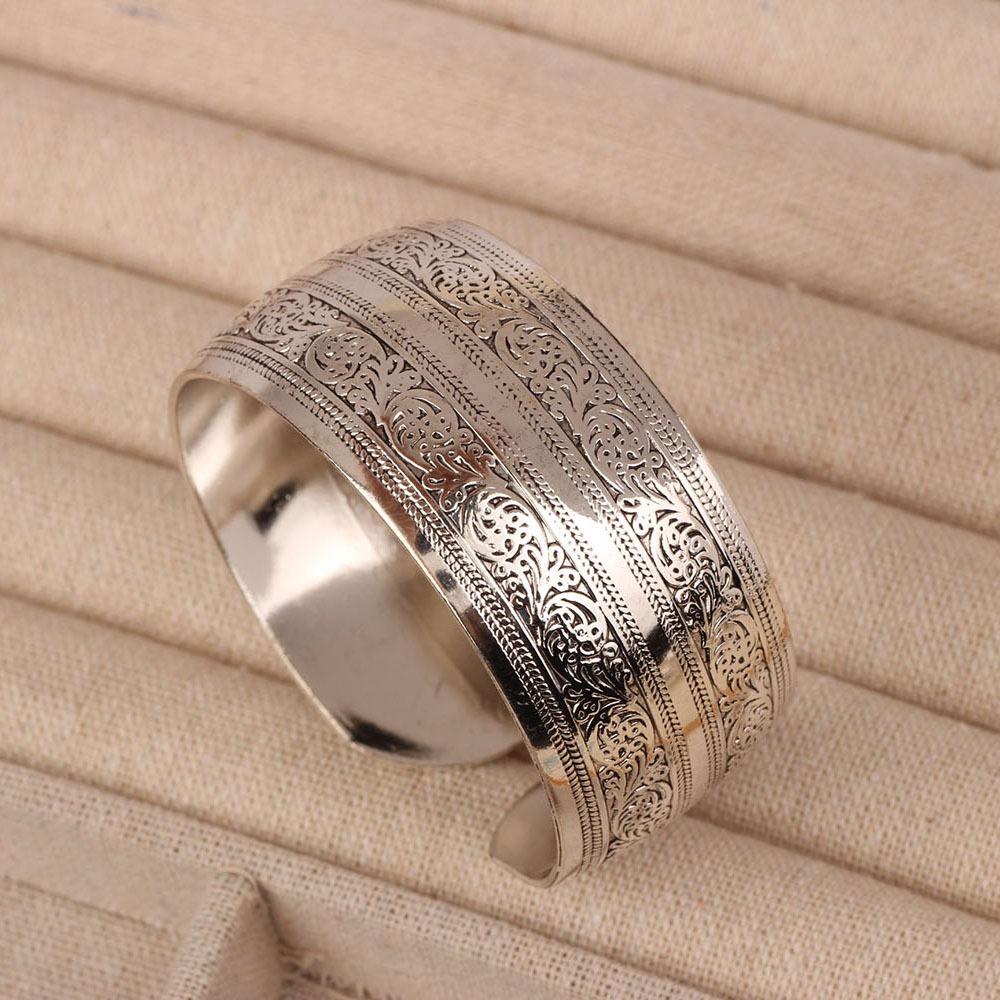 Retro Metal Bracelet Opening Ancient Tibetan Bracelet New Wide Cuff Bangle  for Women