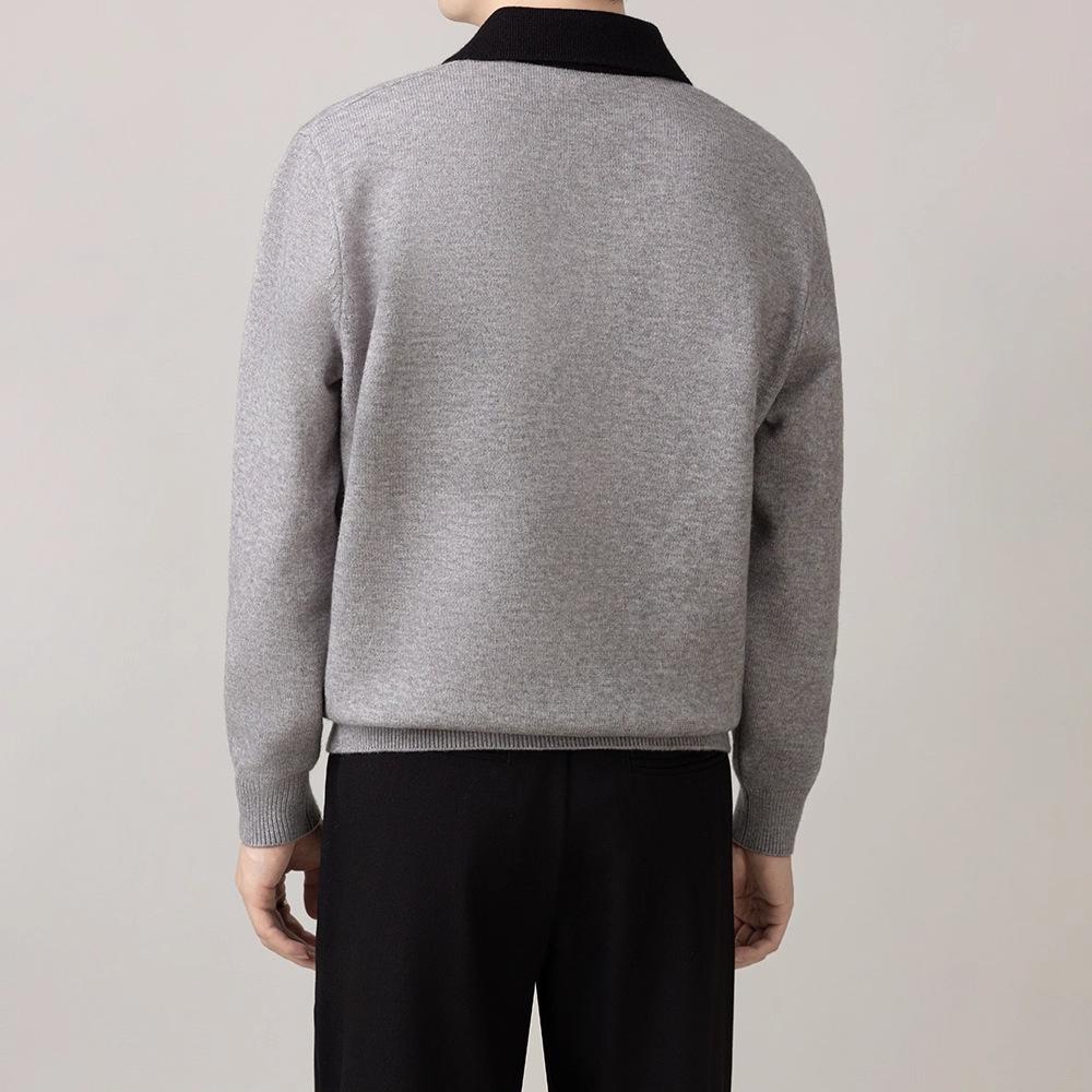 Hochwertige Herren-Patchwork-Strickware - Langarm, Herbst/Winter 2025, Vielseitiger Business Casual Pullover