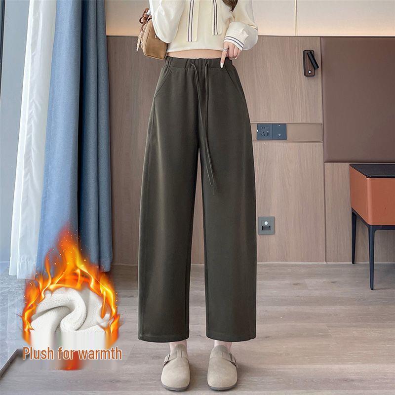 Women's 2025 Loose High-Waist Wide-Leg Velvet Sweatpants
