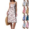 Women's Spaghetti Strap Backless Bow Loose Casual Beach Holiday Dress Sundress