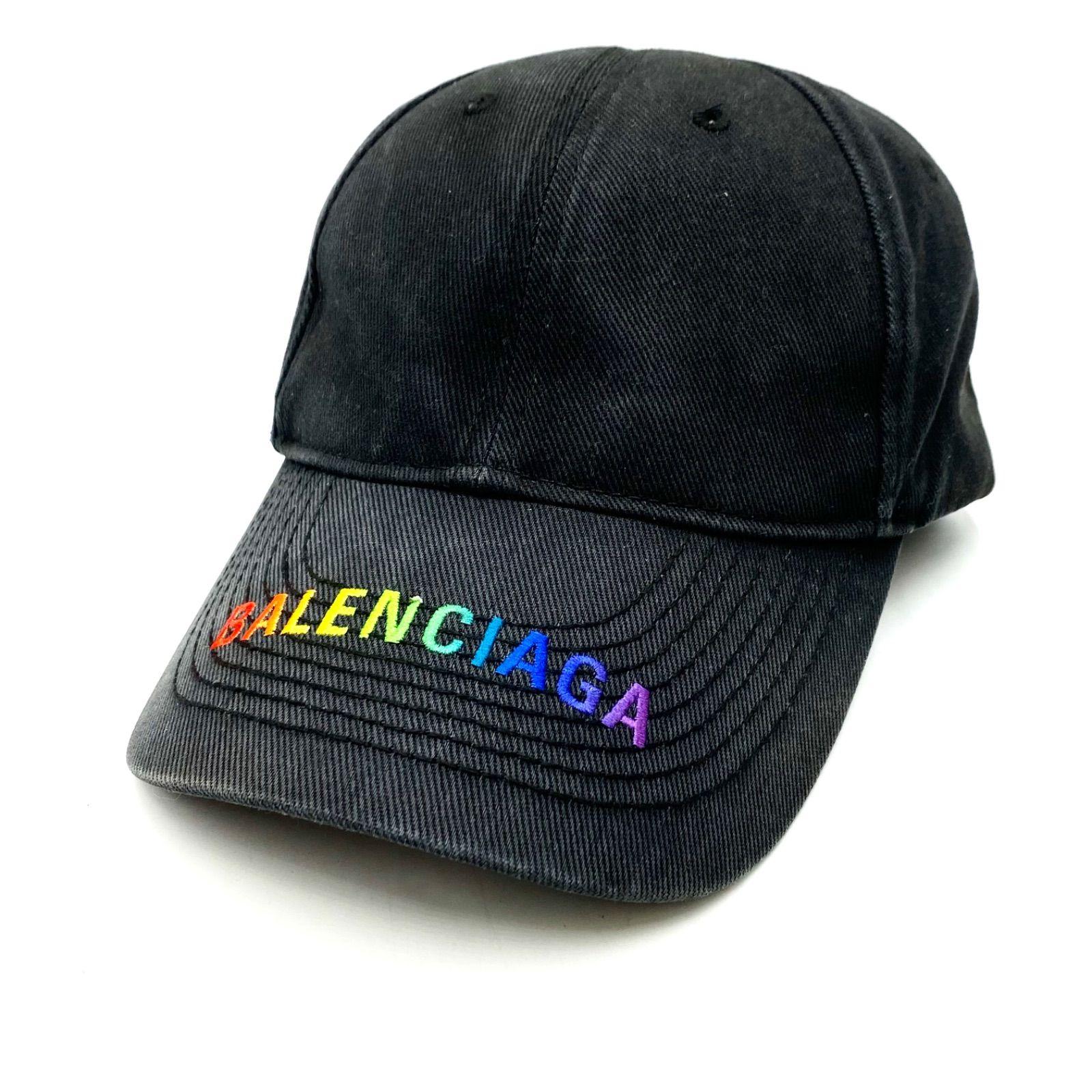 Used BALENCIAGA Balenciaga Rainbow Logo Cap Hat Baseball Cap L Size 59cm