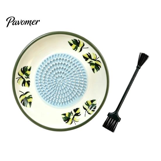 Gadget da Cucina in Ceramica Resistente Grattugia Aglio Zenzero, Piatto Trituratore Manuale 2-in-1 per Cucinare, Base Grattugia Verdure Piatta Portatile Facile da Pulire