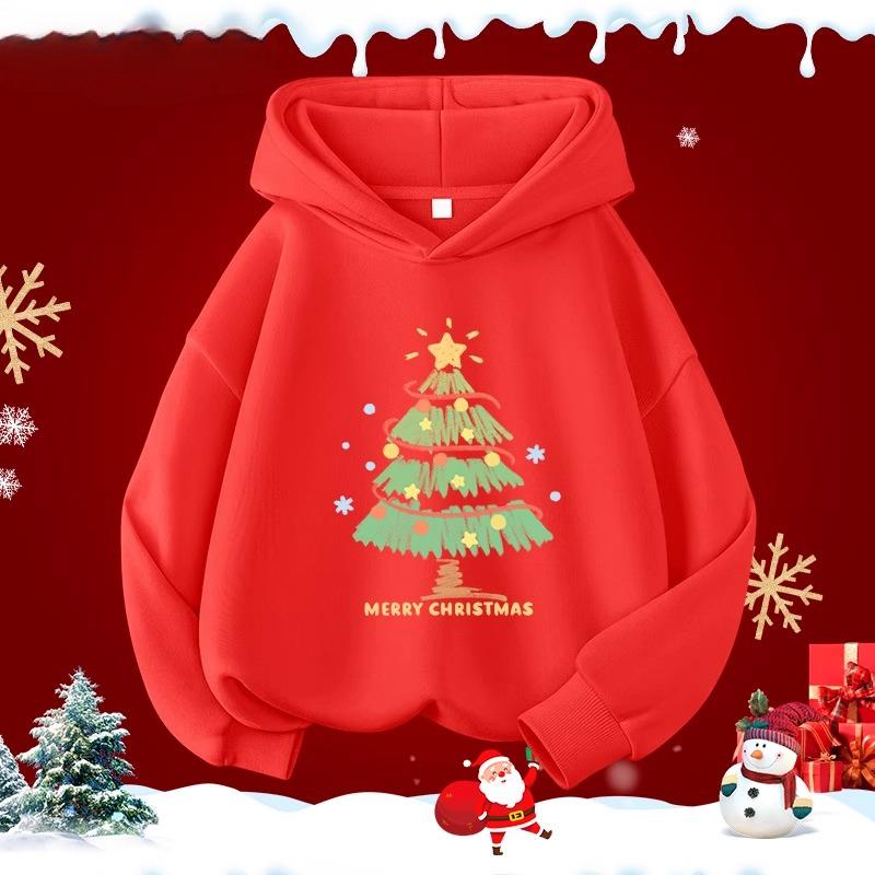 

Christmas Reindeer Best-selling Children Hooded Sweatshirt Boy Girl Autumn Winter Daily Outdoor Casual Loose Warm Soft Sportswear 100