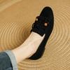 Fashion Suede Loafers Women Slip-On Butterfly Knot Flats Shoes Genuine Leather Ballets Flats Shoes for Women Moccasins Leather Shoes