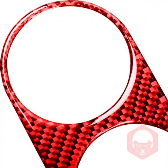 Röd kolfiberkonsol AC-strömbrytarpanel Cover Trim för Dodge Challenger 08-14-W