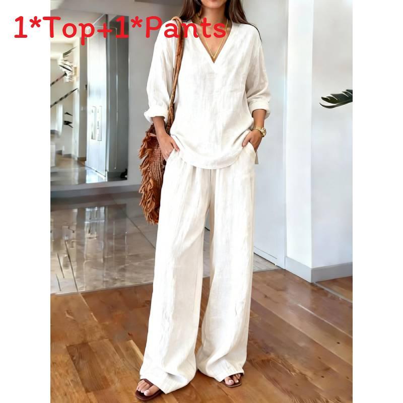 Women Casual V Neck Sweater Set With Cotton Polyester Fabric For Winter Comfort