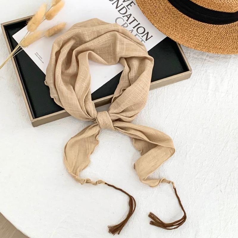 Silk scarf new literary and fashionable scarf retro cotton and linen scarf shawl high atmosphere triangle scarf waist