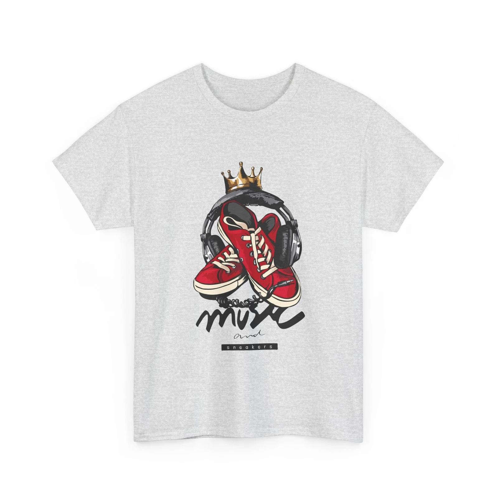 Red Sneakers + Headphones Music T-Shirt | Streetwear Crown Hip Hop, GifT-Shirt XL