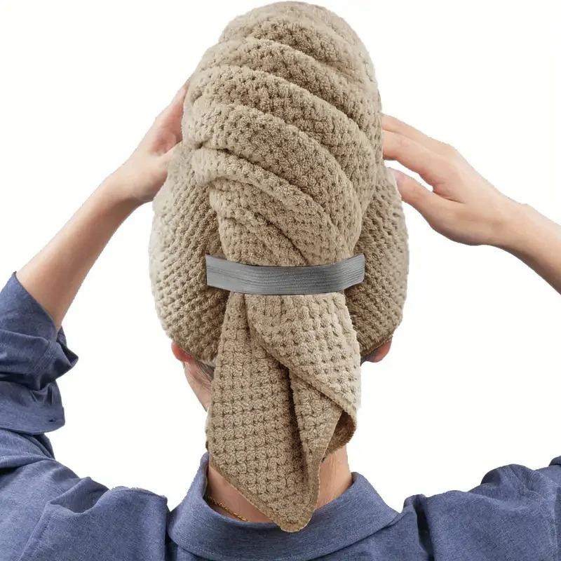 New Microfiber Hair Towel Extra Wrap Quick Dry Hair Towel Wrap With Elastic Band , Ultra Absorbent Soft Hair Towel Wrap Turban