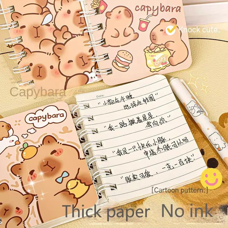 4Pcs Capybara A7 Coil Notebook Portable Horizontal Line Paper Mini Pocket Hand Account Book School Office Stationery Supplies