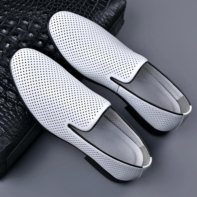 Fashion Male Leather Sandals 2024 Summer Genuine Business Suit Breathable Perforated Men's Shoes Fashion Hallow Out Designer Shoes Men