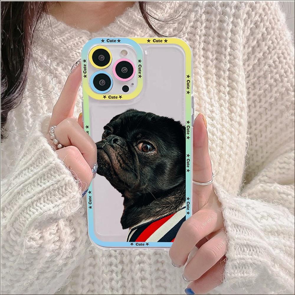 Pug Dog French Bulldog Phone Case For IPhone 14 13 12 11 Pro Max Mini X Xs XR 6 7 8 Plus SE 2020 Transparent Case