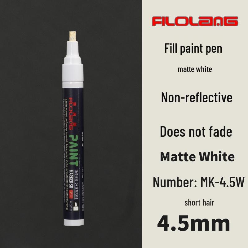 Filolang Matte White Touch-up Metal Paint Pen - Waterproof, Non-fading, Quick-drying, Frosted Finish.