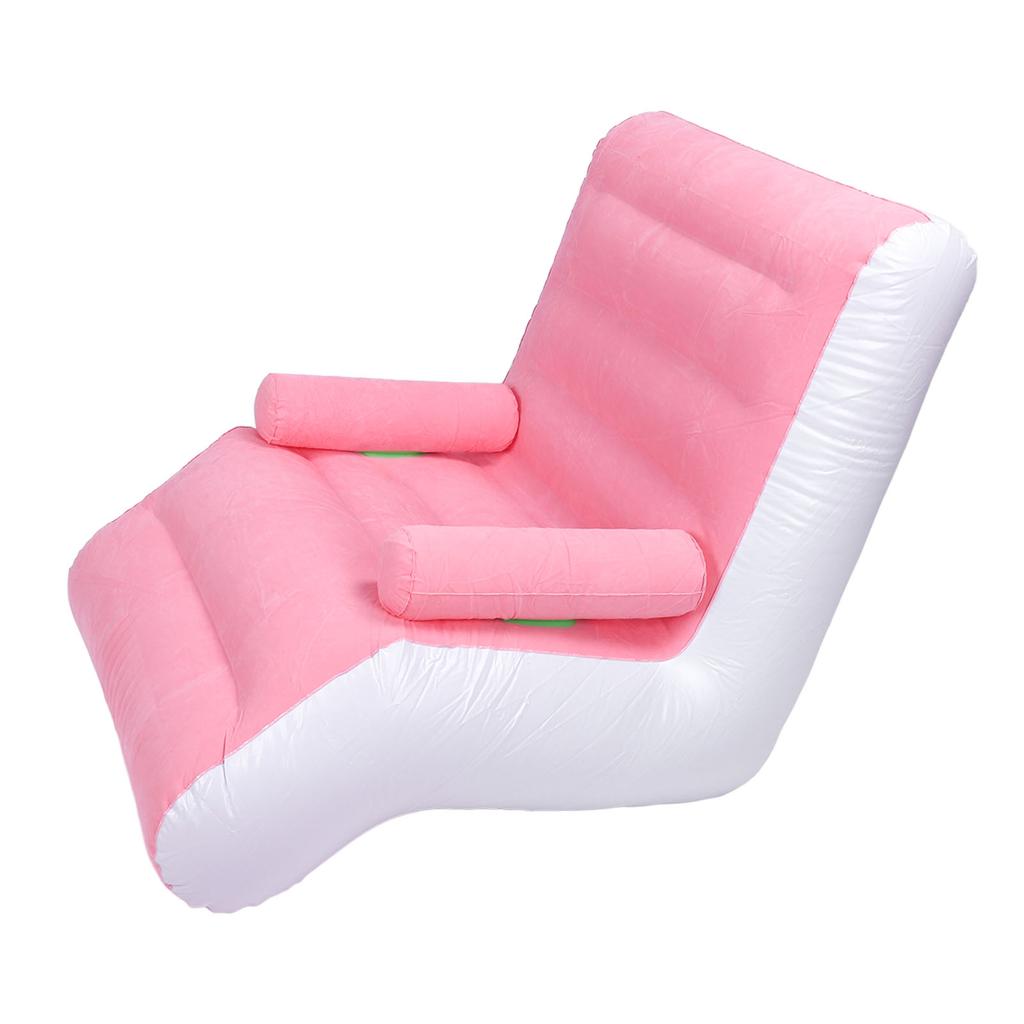 Inflatable Sofa Ergonomic S Shaped Portable Soft Flocking   Blow Up Couch for Home Travel  