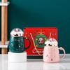 Santa Claus Ceramic Coffee Mug with Creative Snow Globe Lid Afternoon Tea Flower Tea Cup Home Breakfast Milk Mug Christmas Gift