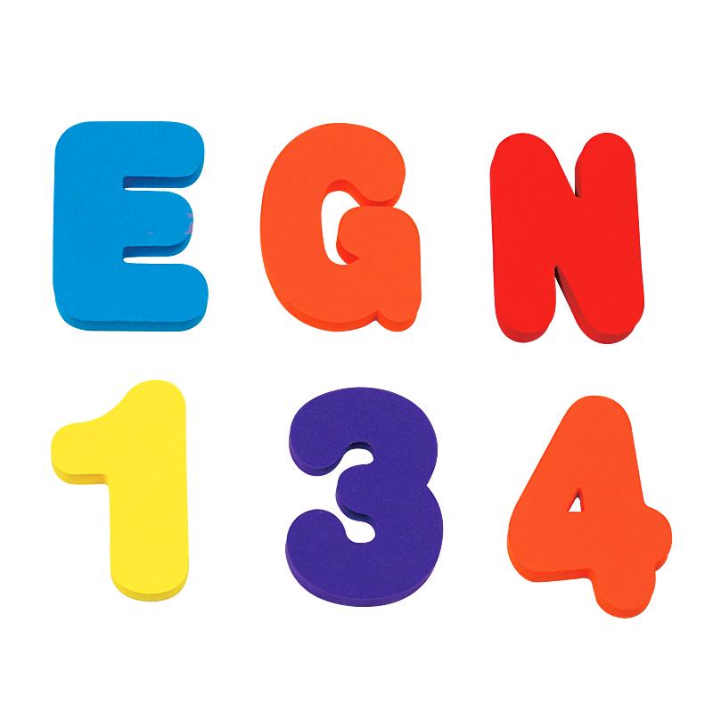 

36 шт./компл. Буквенно-цифровые головоломки с буквами, игрушки для ванной, мягкие детские игрушки для ванной, водные игрушки, ранняя развивающая игрушка 36pcs разноцветный