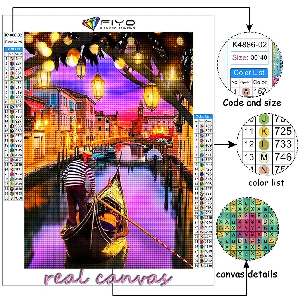 5D DIY Sea Venice Lights Night View Cross Stitch Rhinestones Diamond Drawing Embroidery Mosaic Home Decor