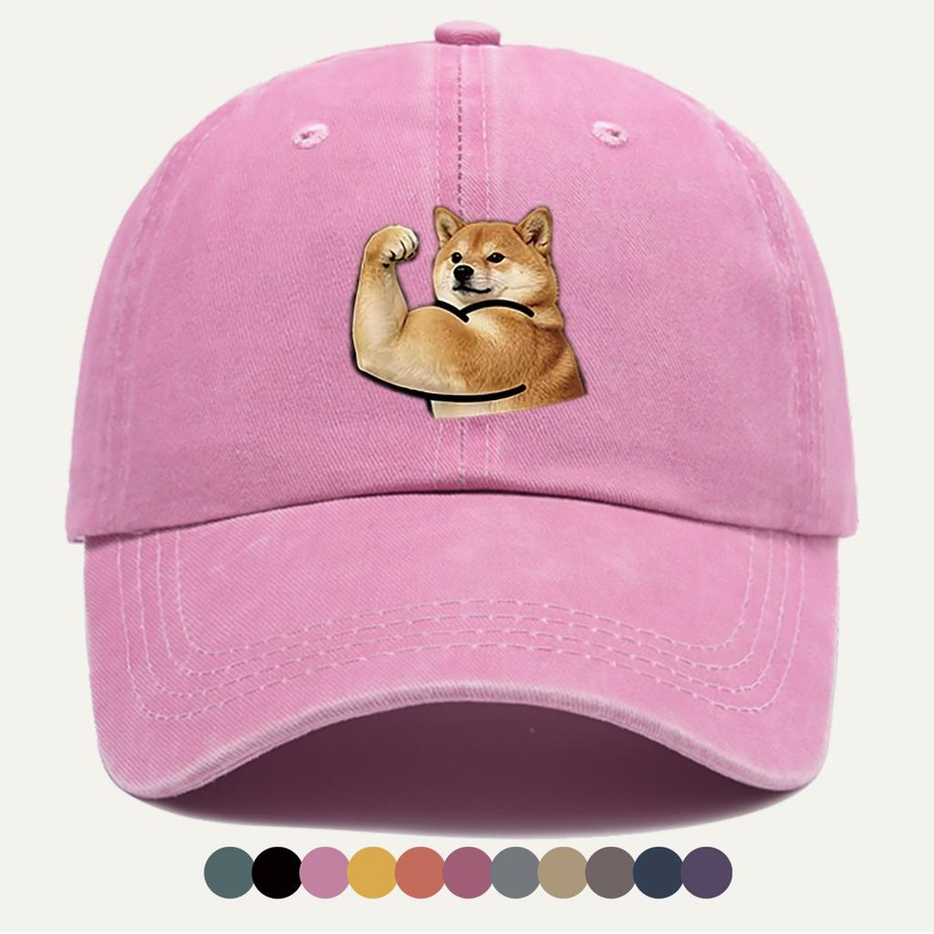 pc Shiba Inu Muscle Arm Fun Print Baseball Cap Individual Trendy Duckbill Hat Adjustable Size Fashion Street Style Headwear
