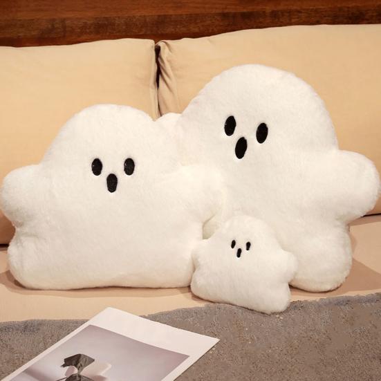 Ghost Pillow Plush White Ghost Doll Cute Soft Flannel PP Cotton Filling Ghost Pendant Halloween Theme Sofa Backrest