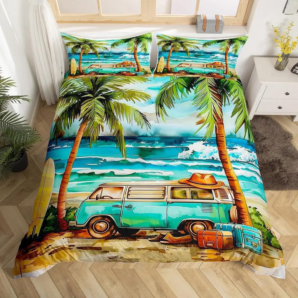 Set Husă Plapumă Camping Mărime Full King Desen Animat RV Camping Set Lenjerie de Pat Mașină Accesorii Camper pentru Rulote Husă Plapumă