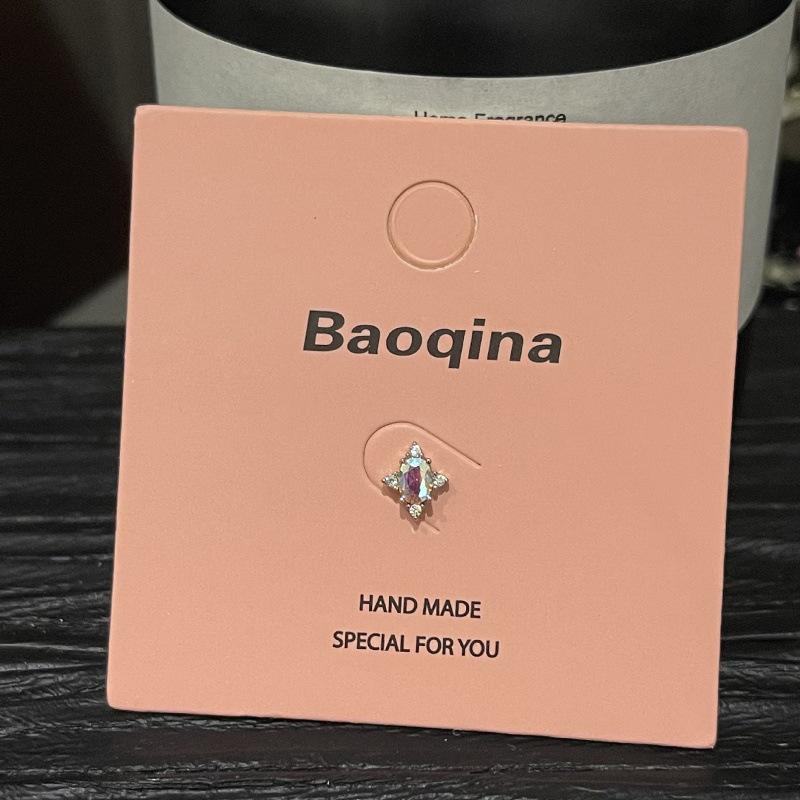 Pink Card Baoqina Flat Threaded Cartilage Stud: Trendy Cross-border Hot-Selling Piercing Jewelry
