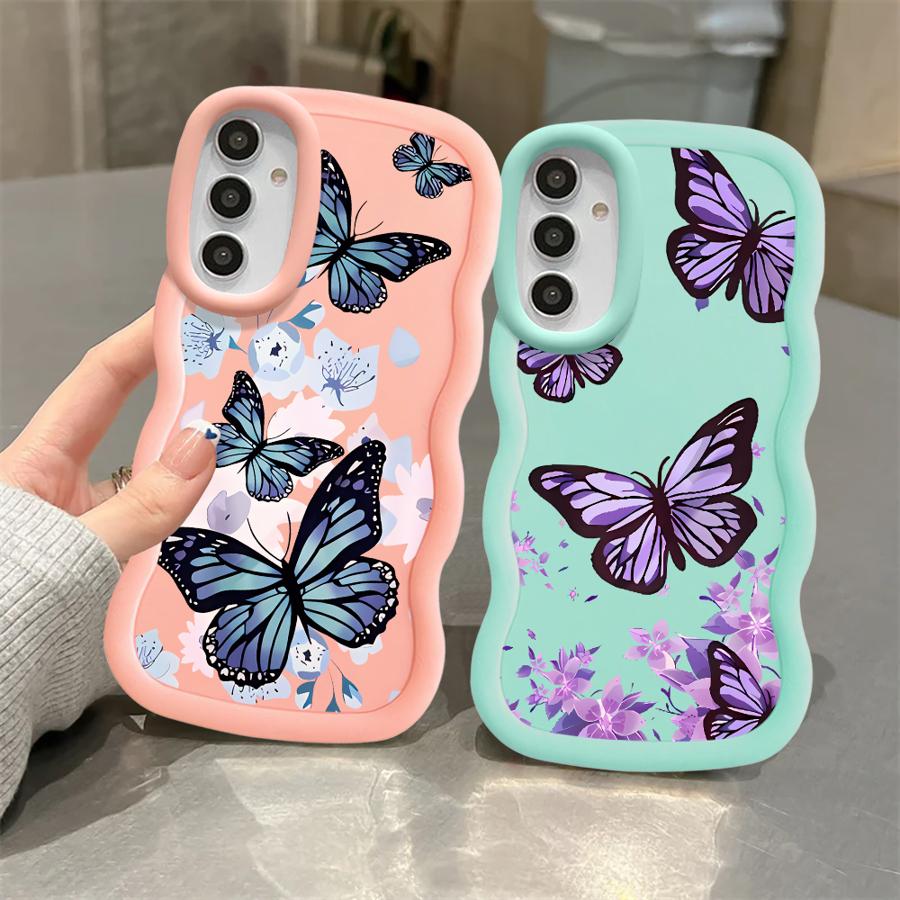 Case for Samsung Galaxy A12 A21s A11 A16 A13 A52 A14 A15 Soft Phone Cover A06 A23 A03 A22 A53 A04 A05 A33 INS Retro Butterfly