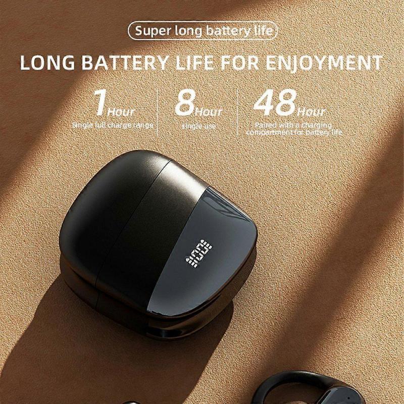 P-Q10 AI Smart Translation Earbuds BT Headset Digital Display Hanging Ear Wireless Earphones - Cyan