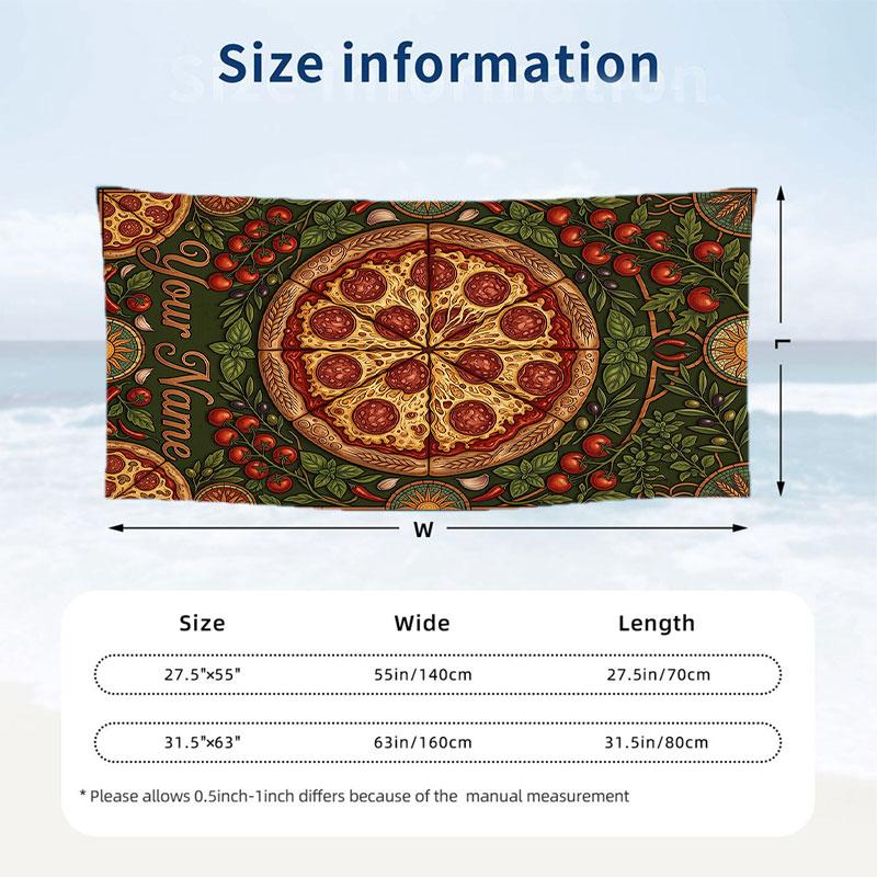 Peacock Floral Artwork Theme Quick Dry Beach Towel Custom Name Text Print Large Sand Resistant Towel Beach Vacation