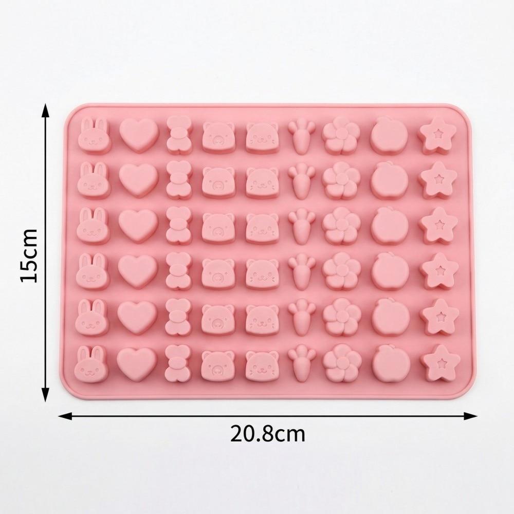 Silicone Candy Mold 54 Cavities, Temperature Resistant -40°C to 240°C, 20.5x15x0.8cm, Pink, for Chocolate Gummy Ice Cube Baking