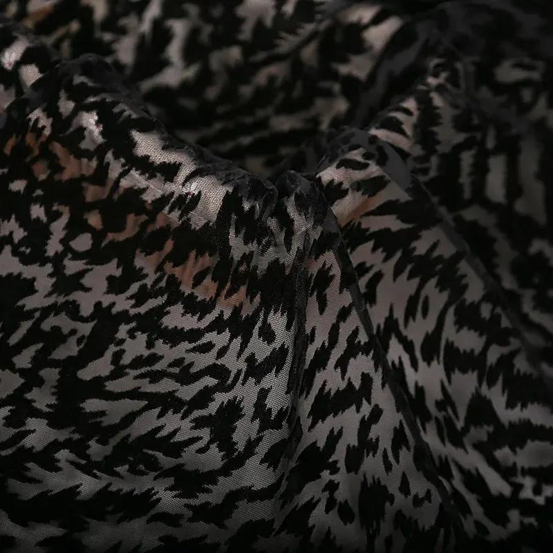 1 yard Brokátový vypalovaný sametový látka s leopardím potiskem Africká tylková krajka Nigérijská látka George na šaty DIY šití oblečení