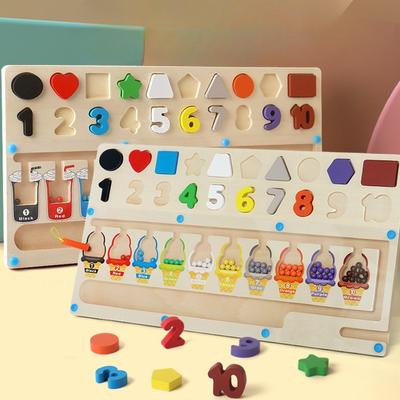 Wooden Shape Digital Pairing Maze Magnetic Position Logarithmic Board Puzzle Early Education Digital Color Enlightenment Toy