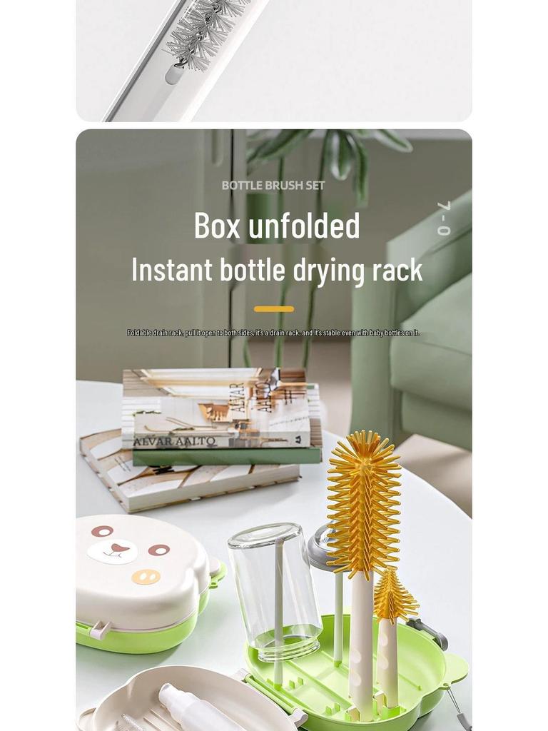 Tragbares Silikon-Babyflaschen- und Sauger-Reinigungsbürsten-Set