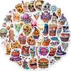 Cartoon Halloween Food Sticker Set For Guitar Notebook And Luggage Waterproof Diy Decoration 50 Pieces Nordic Style