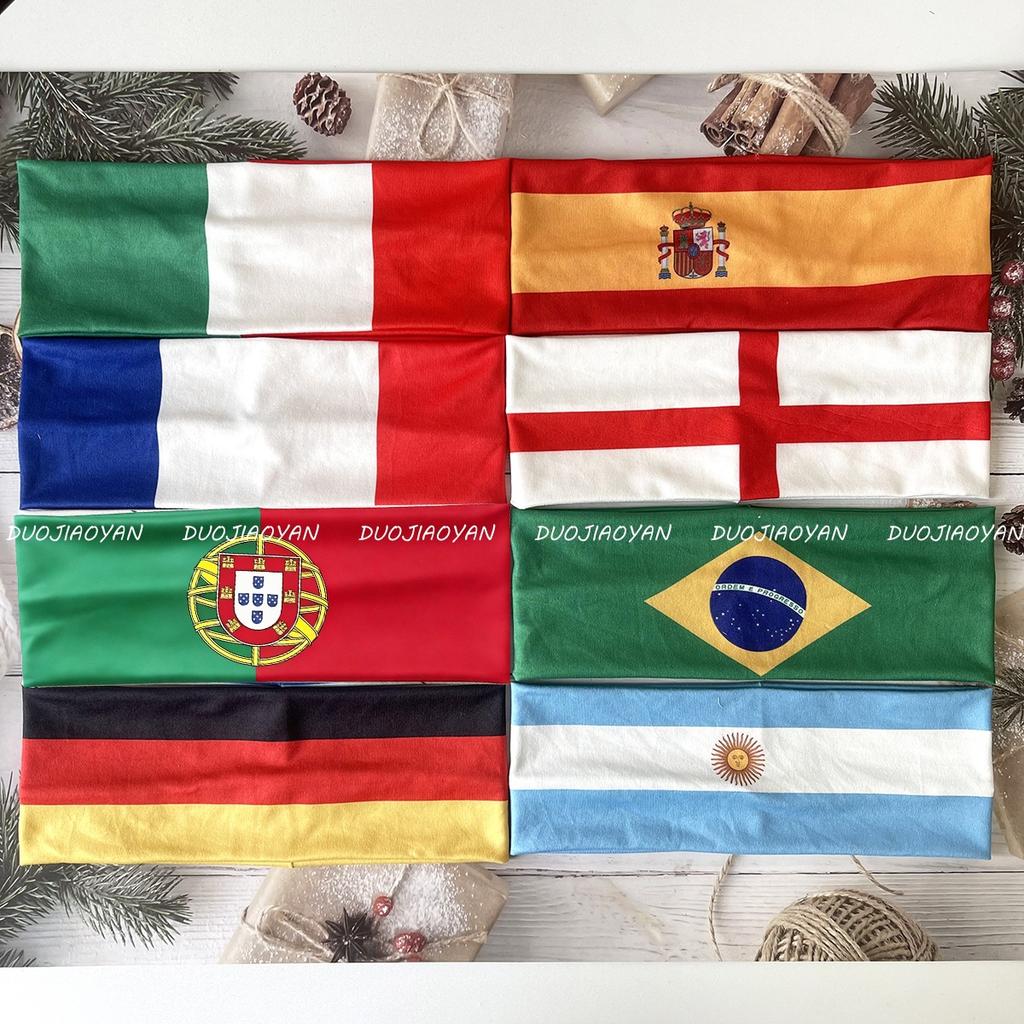 World Cup Flag Headband Football Fan Headband Sweat-Wicking Elastic Sports Headband Party Party Headwear