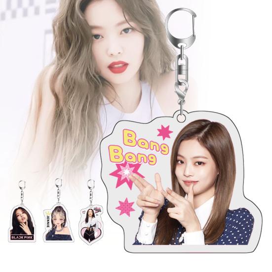 

Акриловый двусторонний черно-розовый Jennie Real Photo Bag Украшение Подвесной брелок