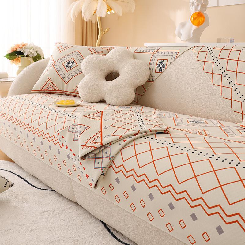 Coussin de canapé en velours diamant quatre saisons coussin en cuir antidérapant général housse de canapé en peluche d'hiver housse de serviette en tissu