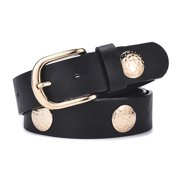 

Women s Western Cowboy Style Leather Belt with Rivets for Jeans and Pants 110 cm