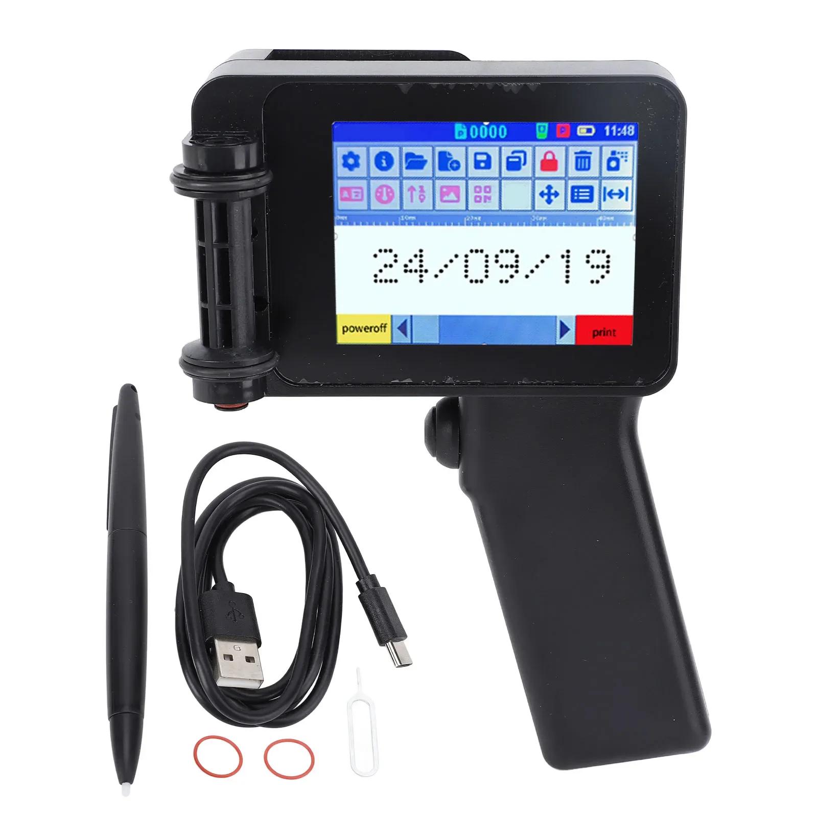 

N6 Handheld Inkjet Printer Gun Ergonomic Multi Language 4 CPU Handheld Inkjet Printer HD LED 4.3inch for Barcode чорний