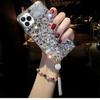 3D Luxury Fashion Bling Rhinestone Gem Diamond Soft Phone Case for iPhone16 15 14 13 XS XR 11 Pro Max 12 MiNi Glitter Cover Fringe Hanging Ornaments