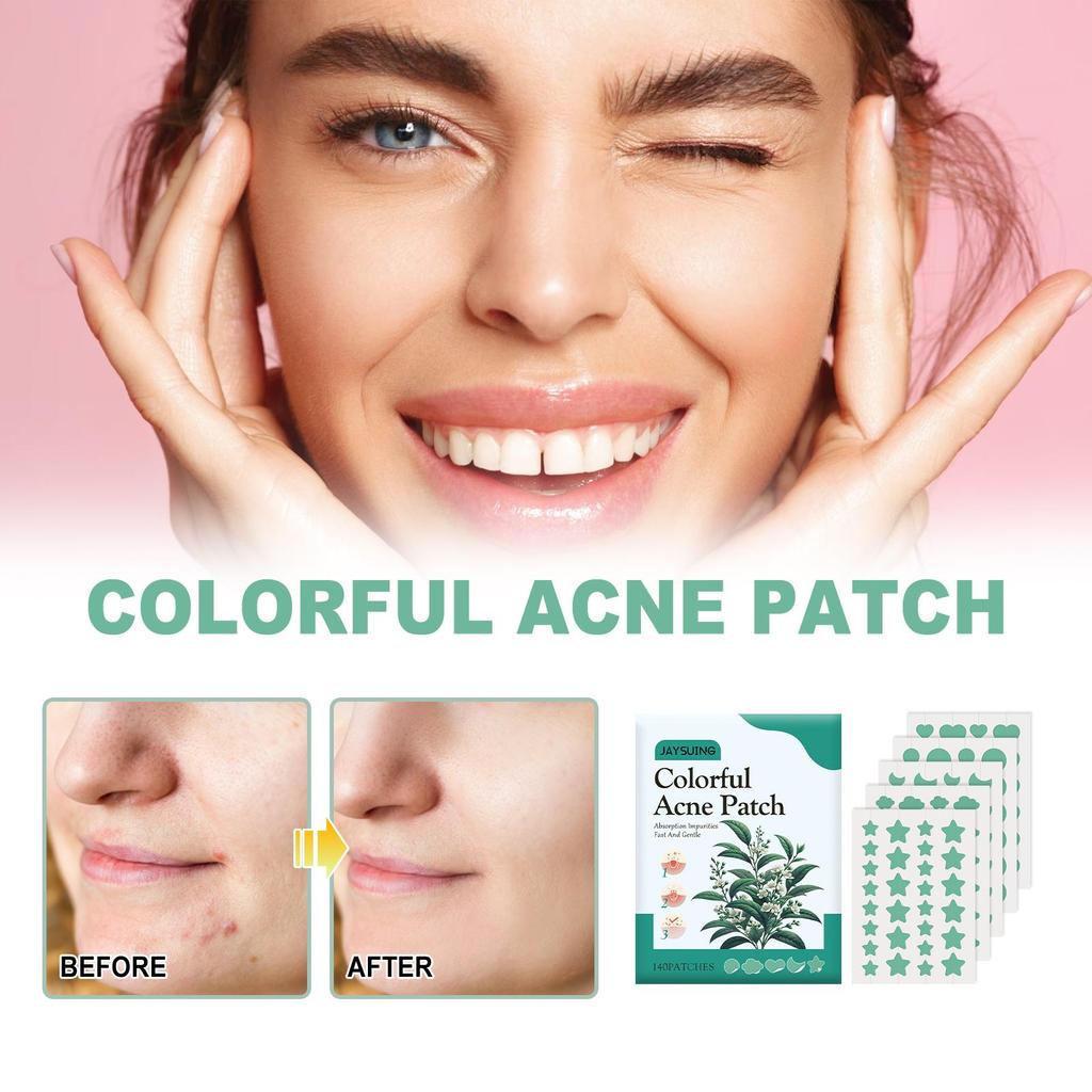 Green Hydrocolloid Acne Patches - Invisible Pimple Spot Treatment, Fast Healing Blemish Covers, Suitable for All Skin Types, 140pcs