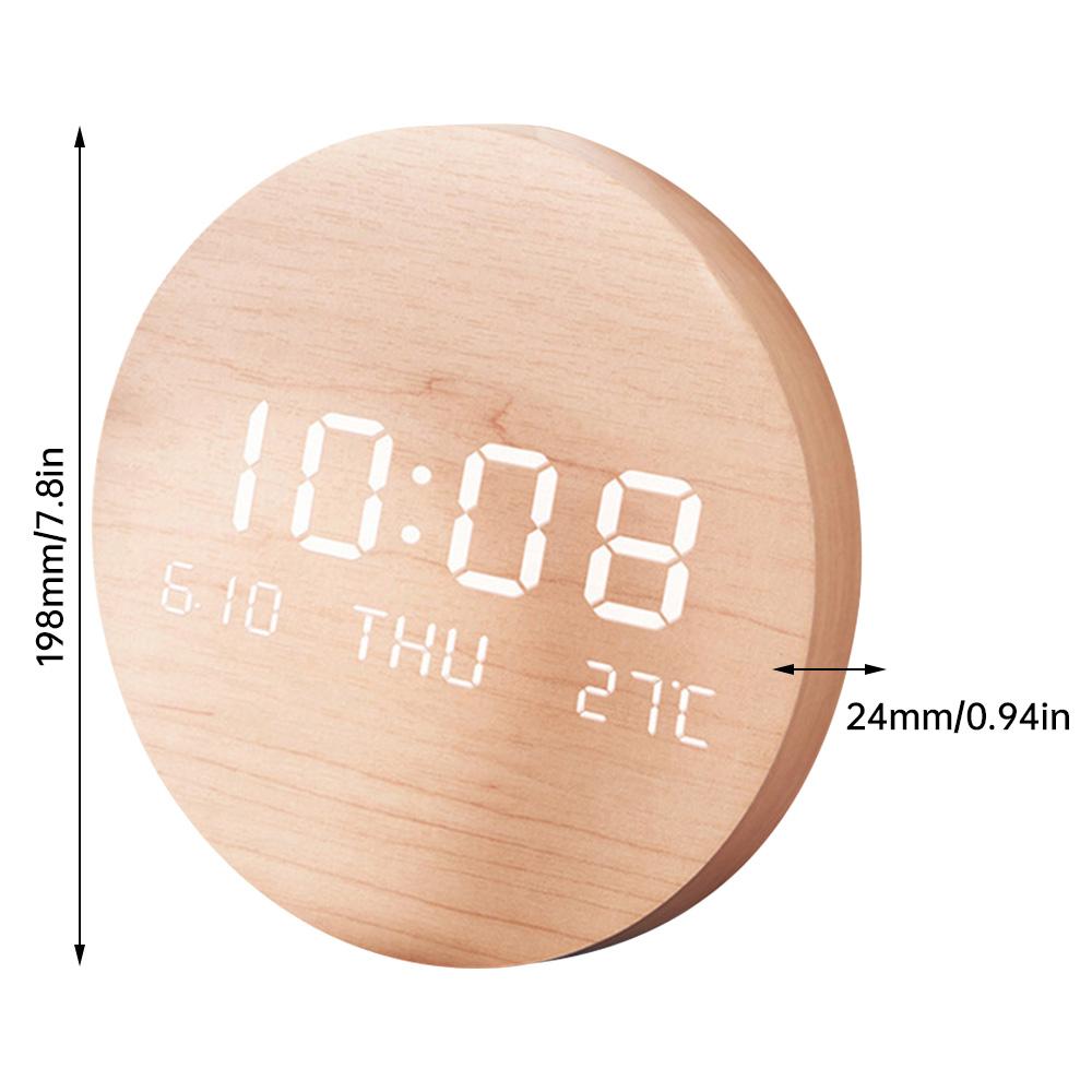 LED Digital Veggklokke Temperatur/Dato/Tid Multifunksjonsvisning Stille Vekkerklokke for Soverom Stue Hengende Klokke