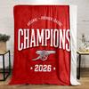 Arsenal Champions 2026 Designed Flannel Blanket for Bedroom, Living Room, Sofa, and Nap