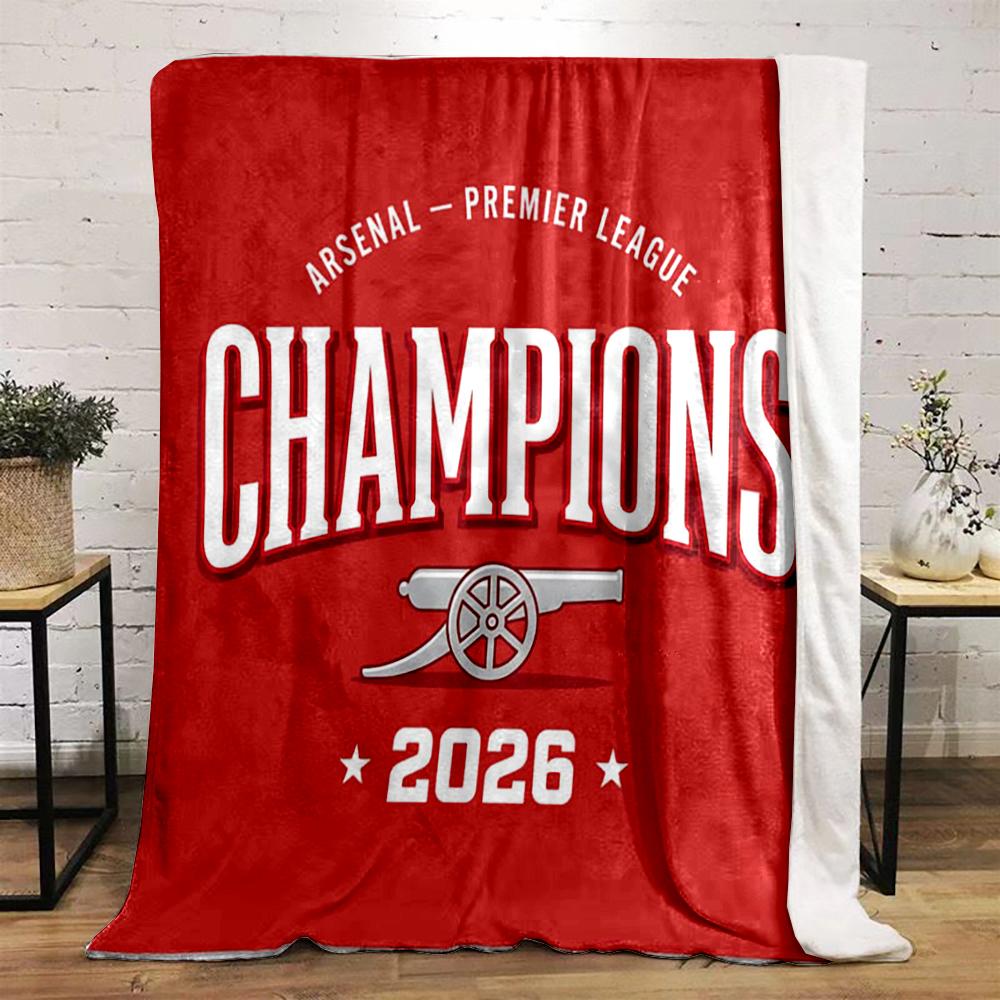 Arsenal Champions 2026 Designed Flannel Blanket for Bedroom, Living Room, Sofa, and Nap