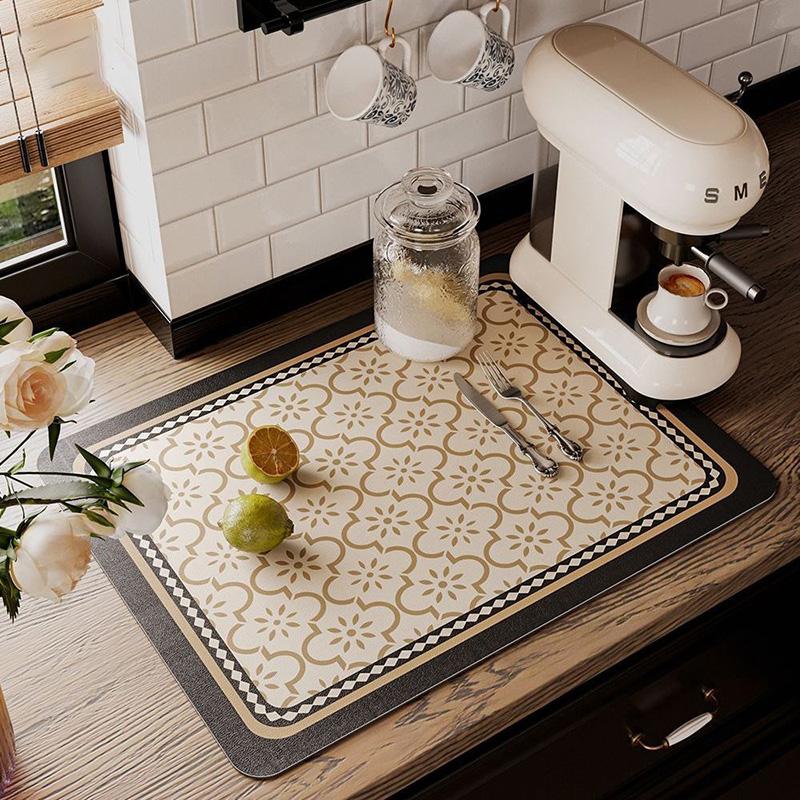 Kitchen Draining Mat Super Absorbent Tableware Pad Coffee Dish Drying Mat Sink Washstand Placemat Bathroom Kitchen Drain Pad