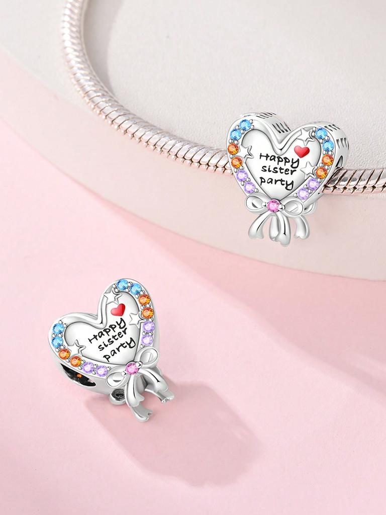 Charm Copper Colors Pink Heart Friendship Bag Bead For Original Bracelet Diy Beads Charms Jewellery Making Gift For Women Styfne