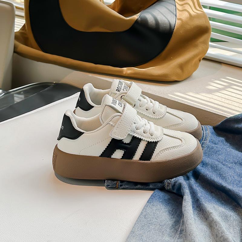 Genuine leather children's little white shoes 2025 autumn new girls' moral training shoes board shoes boys soft soles baby Korean version classmate