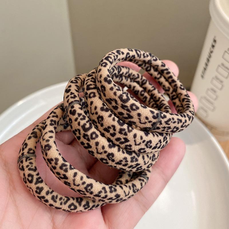 Leopardenmuster Hochelastisches Nahtloses Haargummi für Damen - Beschädigungsfreies Gummiband für Pferdeschwanz