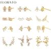 925 Silver Ear Needle Geometry Crystal Exquisite Studs Luxury Sparkling Earrings for Women Fashion Wedding Jewelry